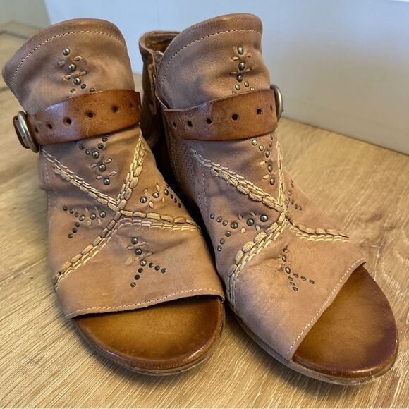 Miz Mooz Caitlin Ankle Leather Booties Peep toe shoes in Rose size 37/6.5-7 - Picture 3 of 11